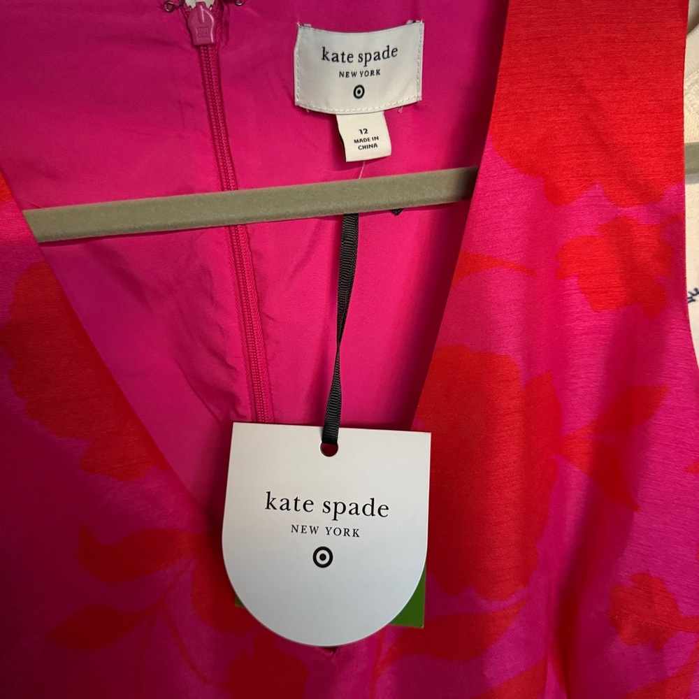 Kate Spade New York x Target Classic Rose Peplum Midi Dress Pink /Red 12 NWT - Picture 5 of 6
